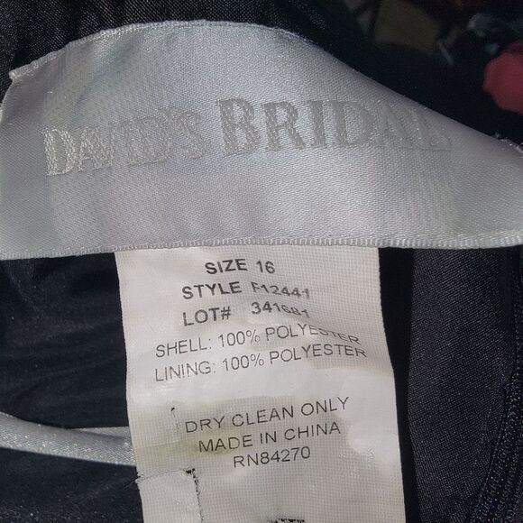 David's Bridal Black Strapless chiffon dress size 16 - Picture 4 of 7